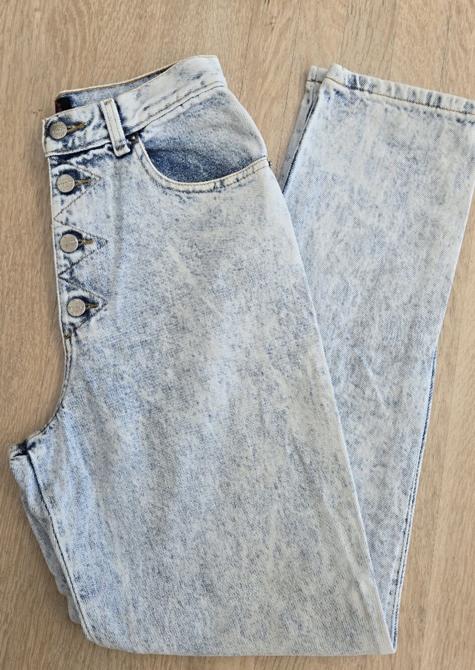 Vintage 80s Sasson Acid Wash Denim Jeans Button Fly High Waist Sz 7/8